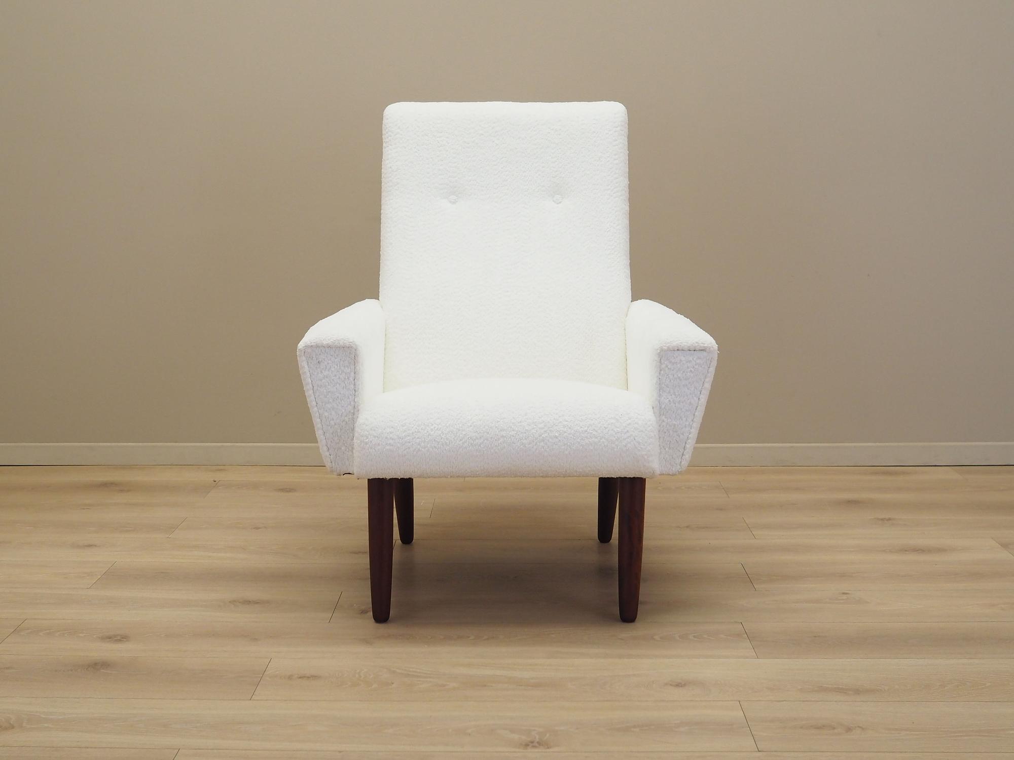 Poltrona in tessuto bianco anni '70 1