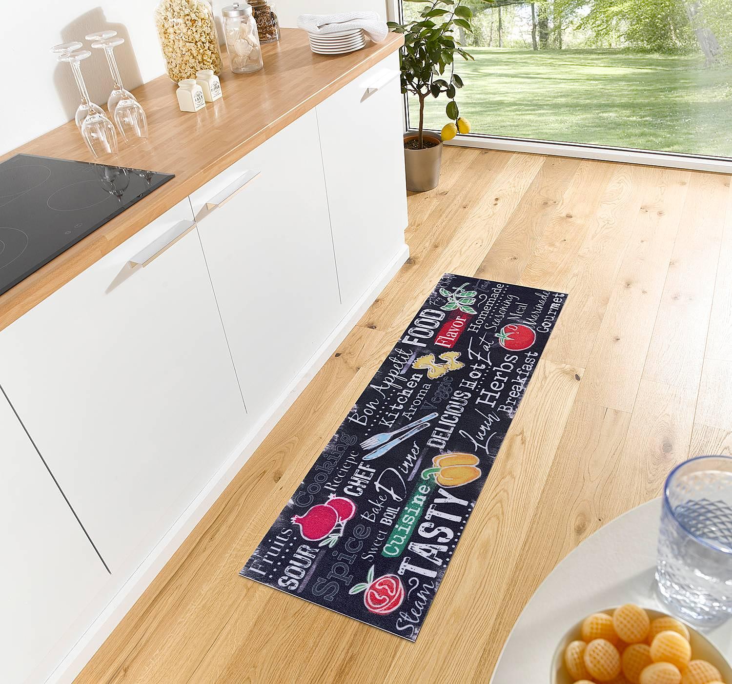 Läufer Delicious Kitchen Board Polyester Schwarz / Weiß 2