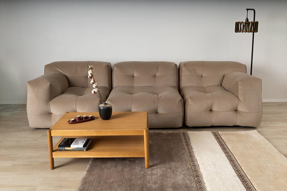 Not-A-Sofa Modulares 3-Sitzer Sofa Velours Beige 1