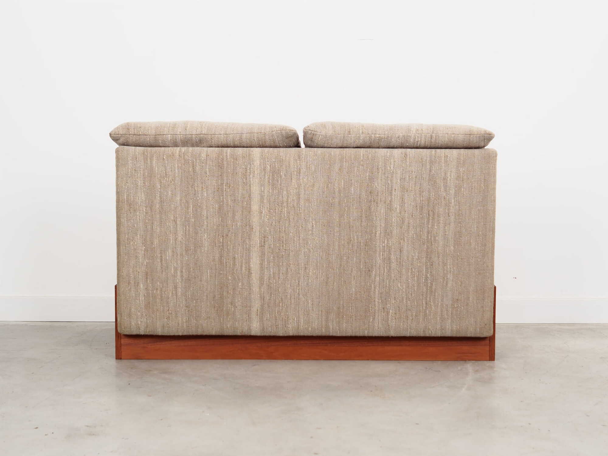 Vintage Sofa 2-seater Teak Wood Textile Gray 1970s 4