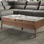 Rectangular coffee table Walnut wood Marble look 2