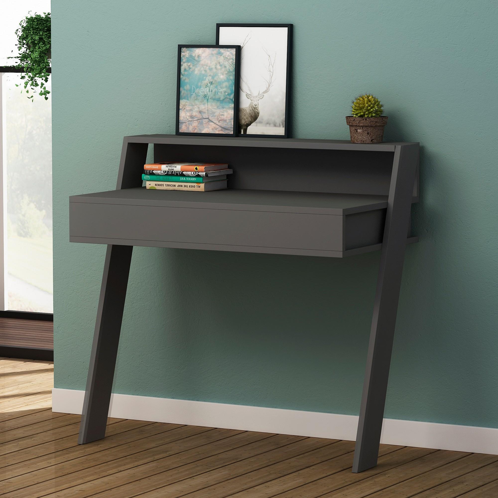 Cowork Desk Wood Veneer Anthracite 1