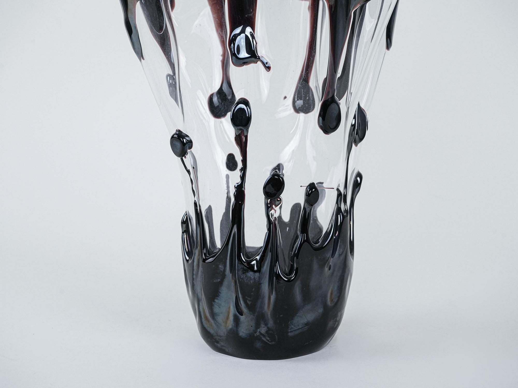 Murano glass vase black 1960s 4