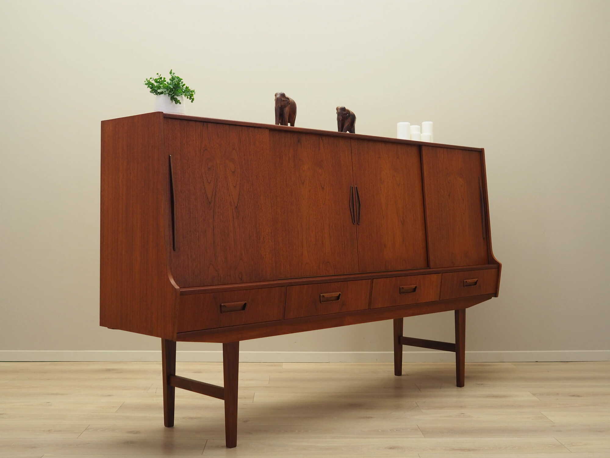 Highboard Teak Wood Brown 1960s 5