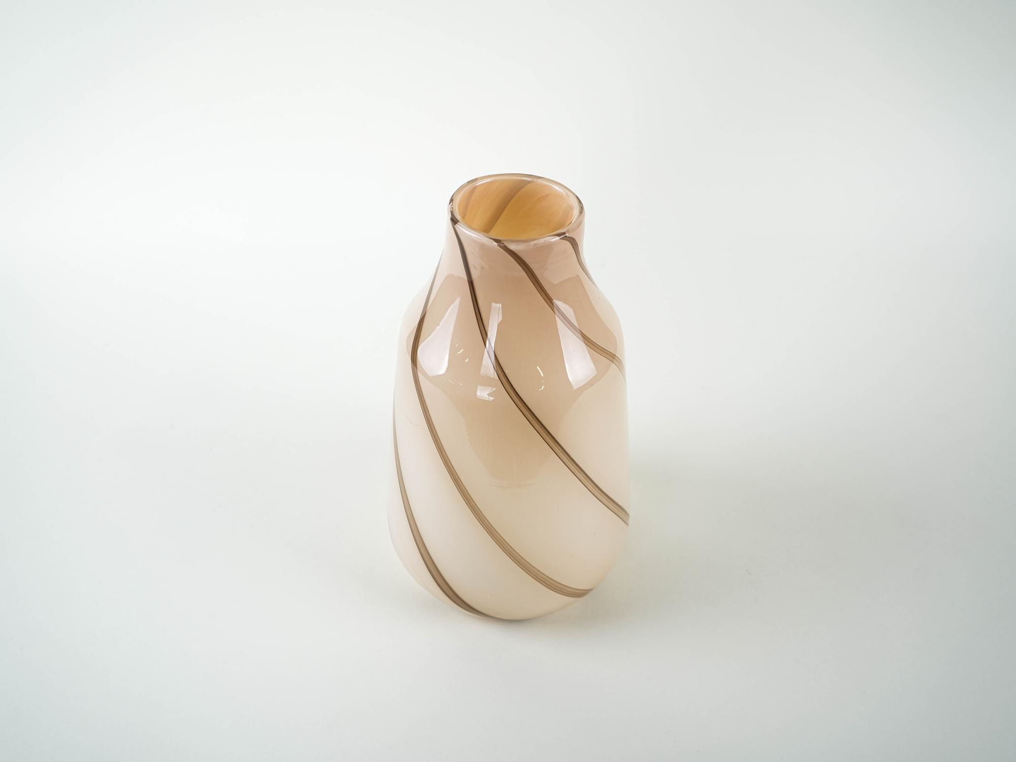 Glass Vase Beige 1970s 3