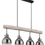 4-Burner Ryan Type A Pendant Lamp Smoked Glass Iron 4