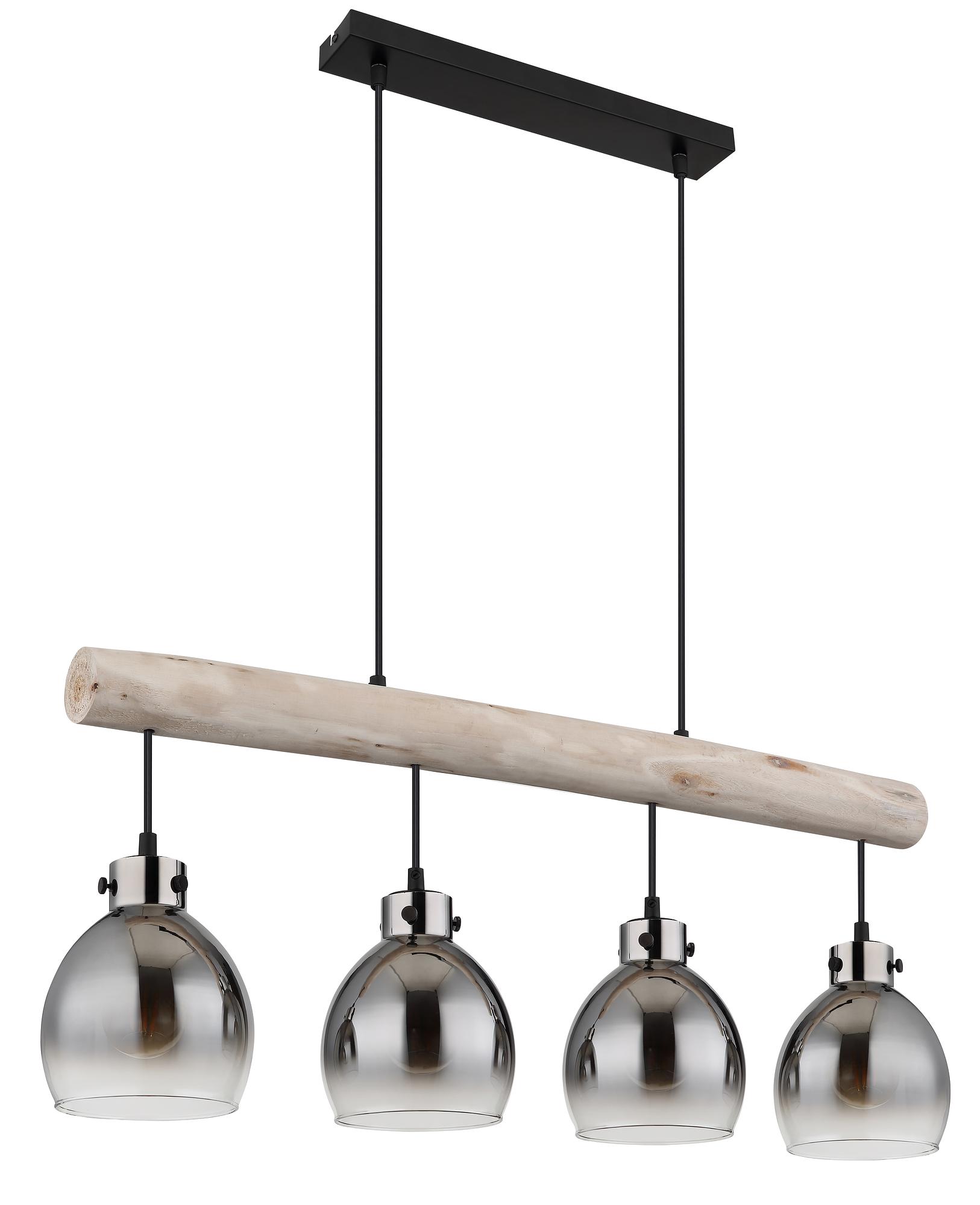 4-Burner Ryan Type A Pendant Lamp Smoked Glass Iron 4