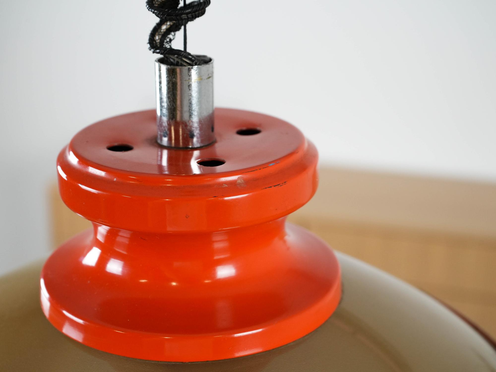 Hängelampe Metall Orange 1970er Jahre 9
