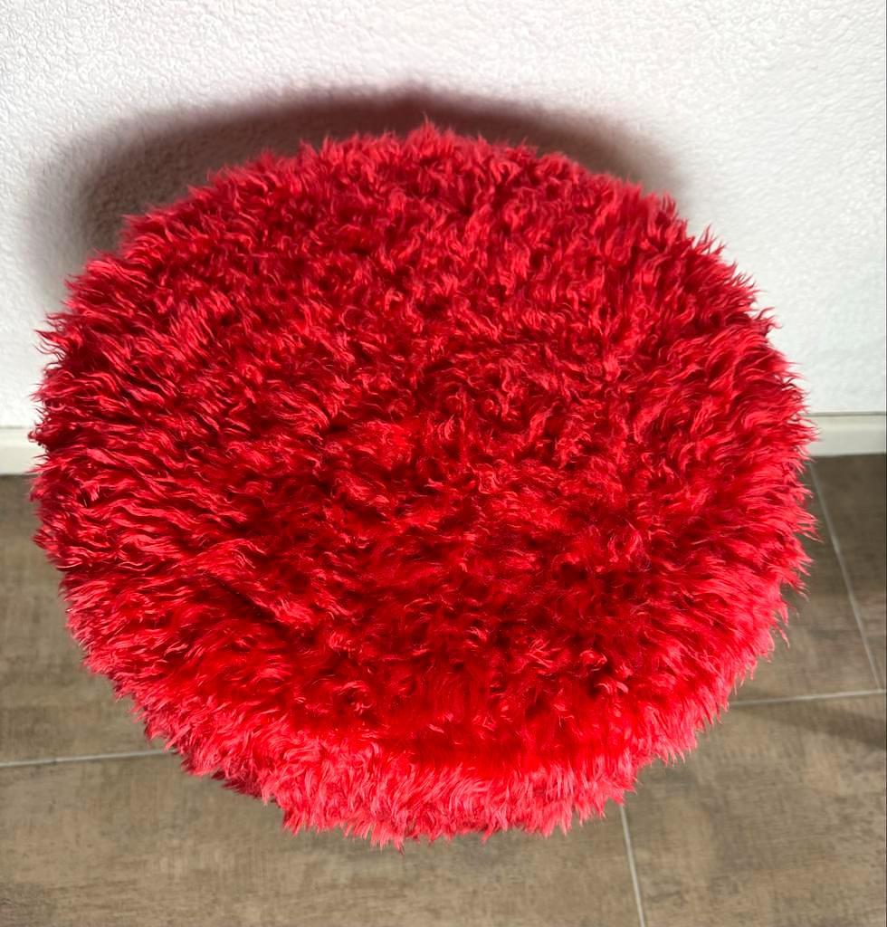 Plush Seat Stool 960s Red 1