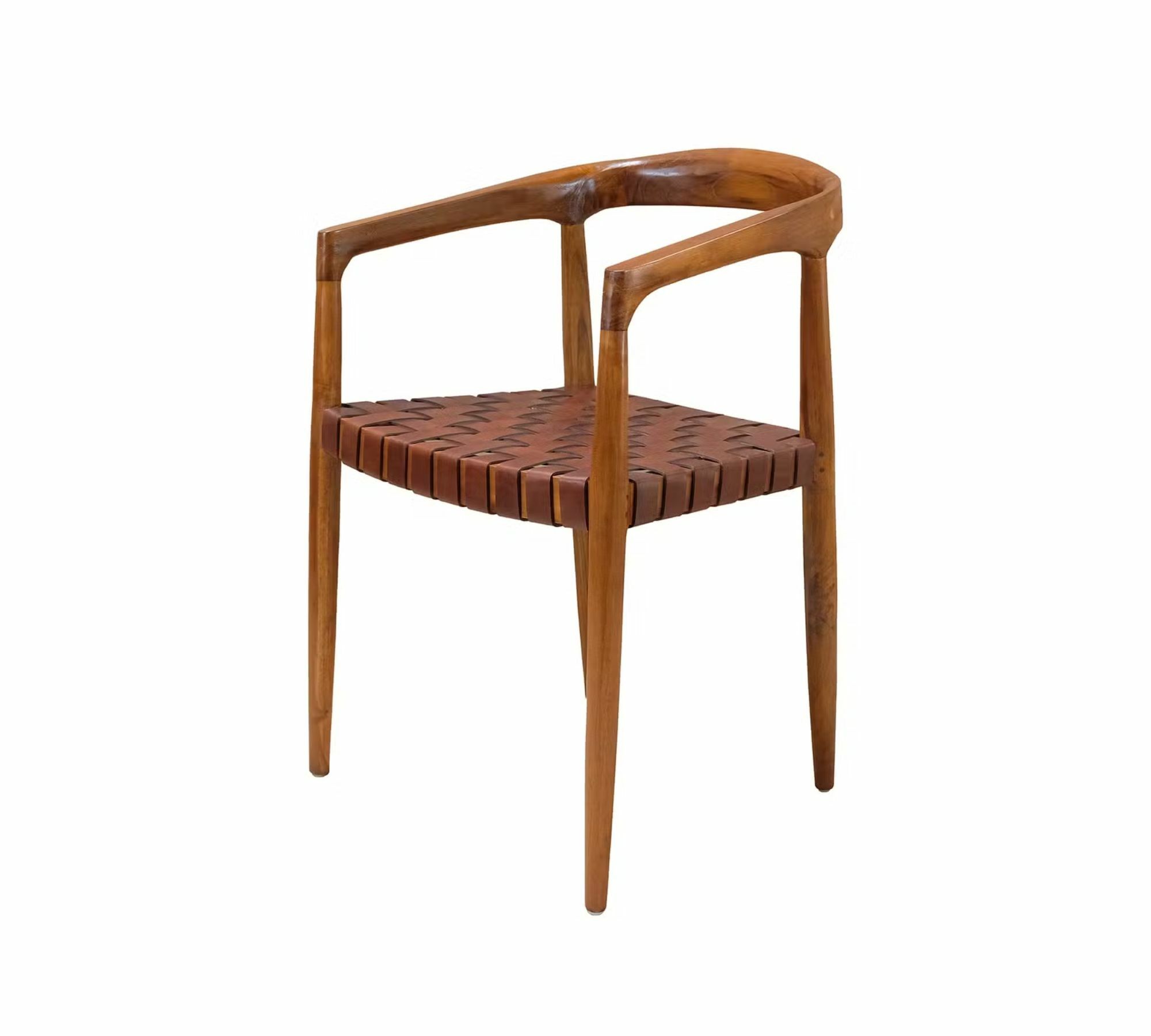 Bourbourg Armlehnstuhl Teakholz Leder Cognac 0
