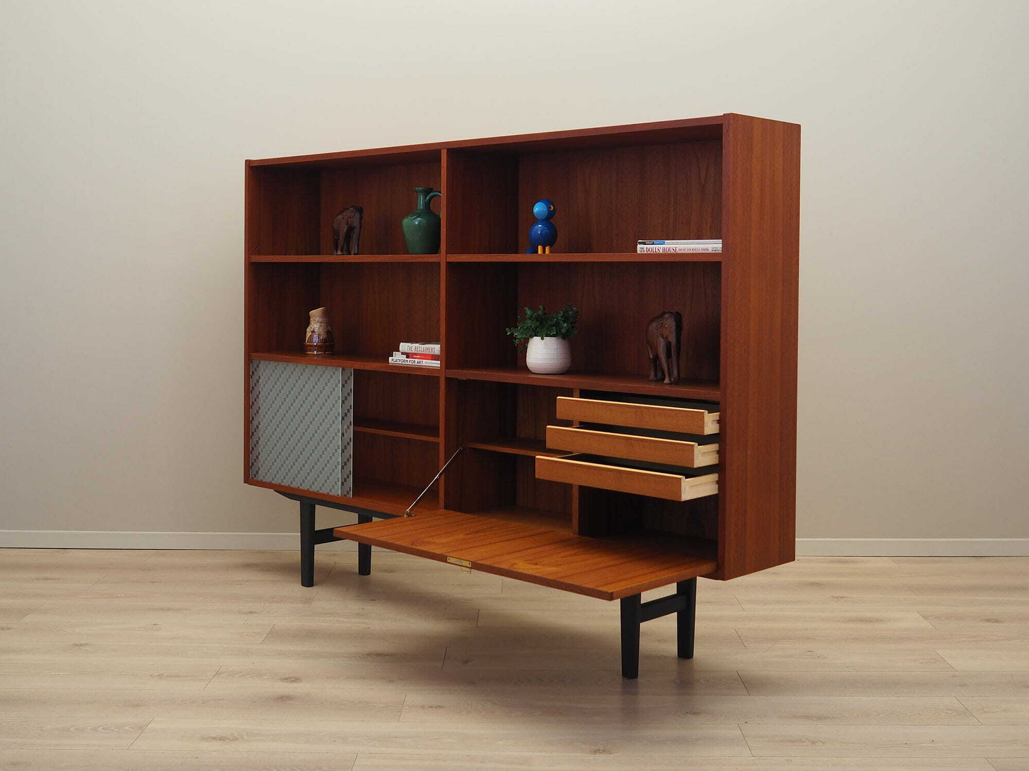 Vintage bookshelf teak brown 1970s 5