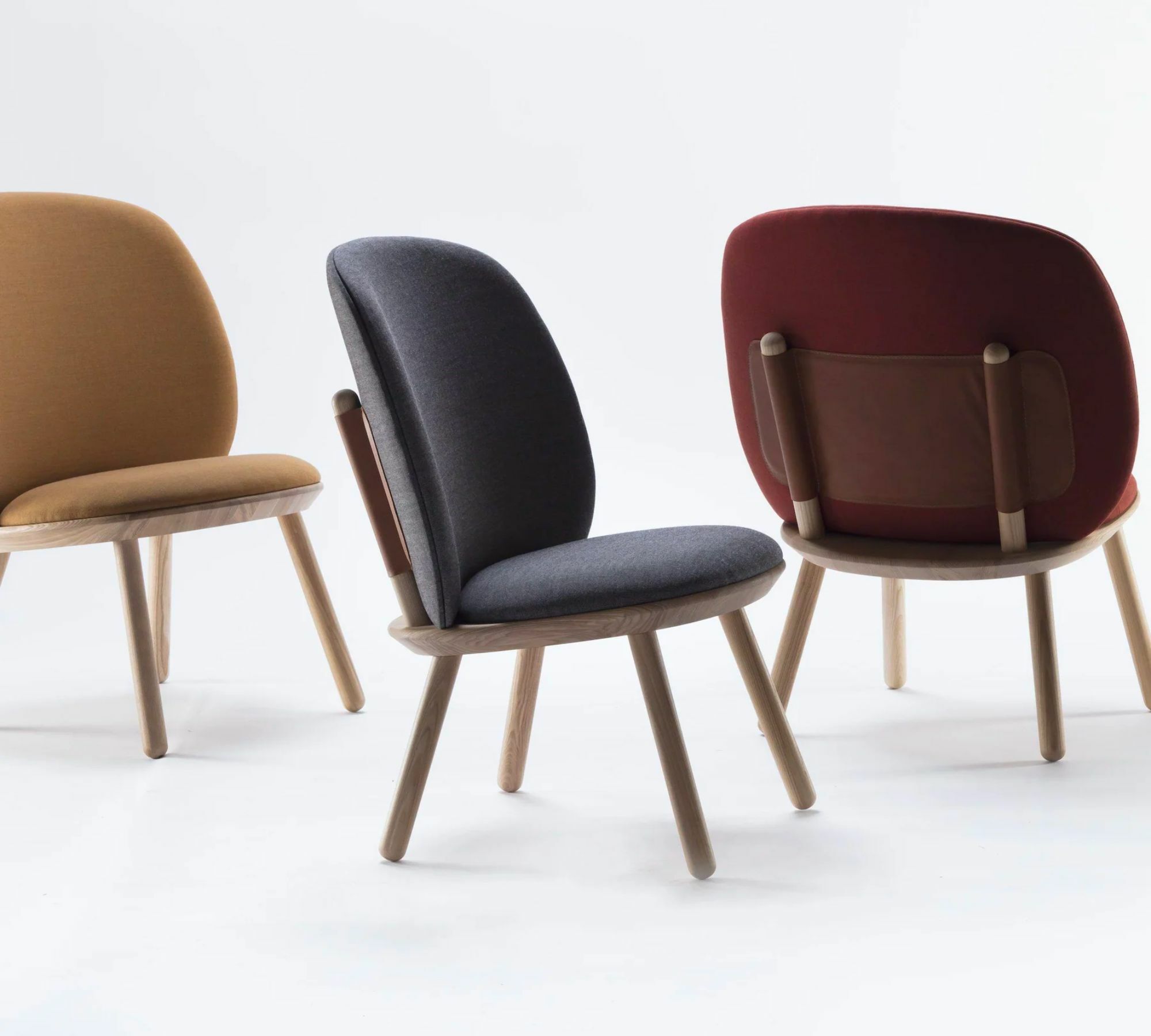 Naïve Poltrona lounge Legno di frassino Velluto Navy 3