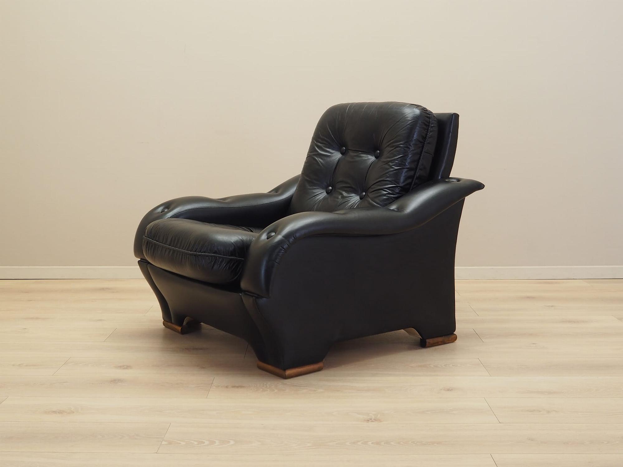 Armchair Faux Leather Black 1980s 5