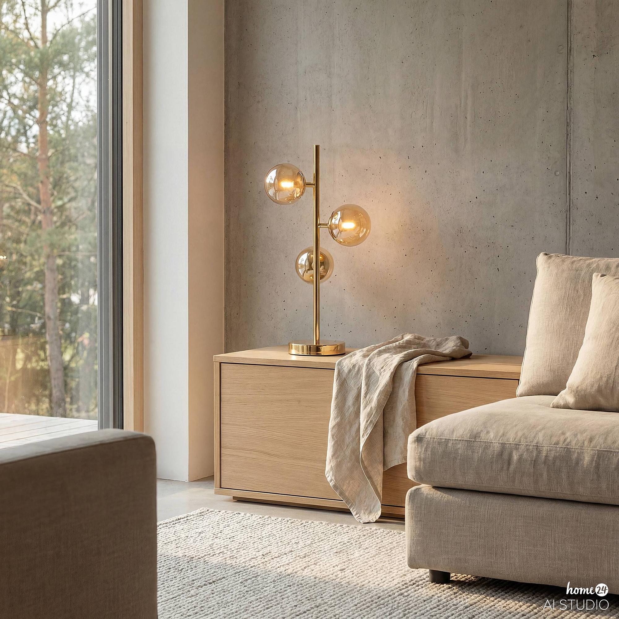 Table lamp Ilumo 3-light colored glass gold 2