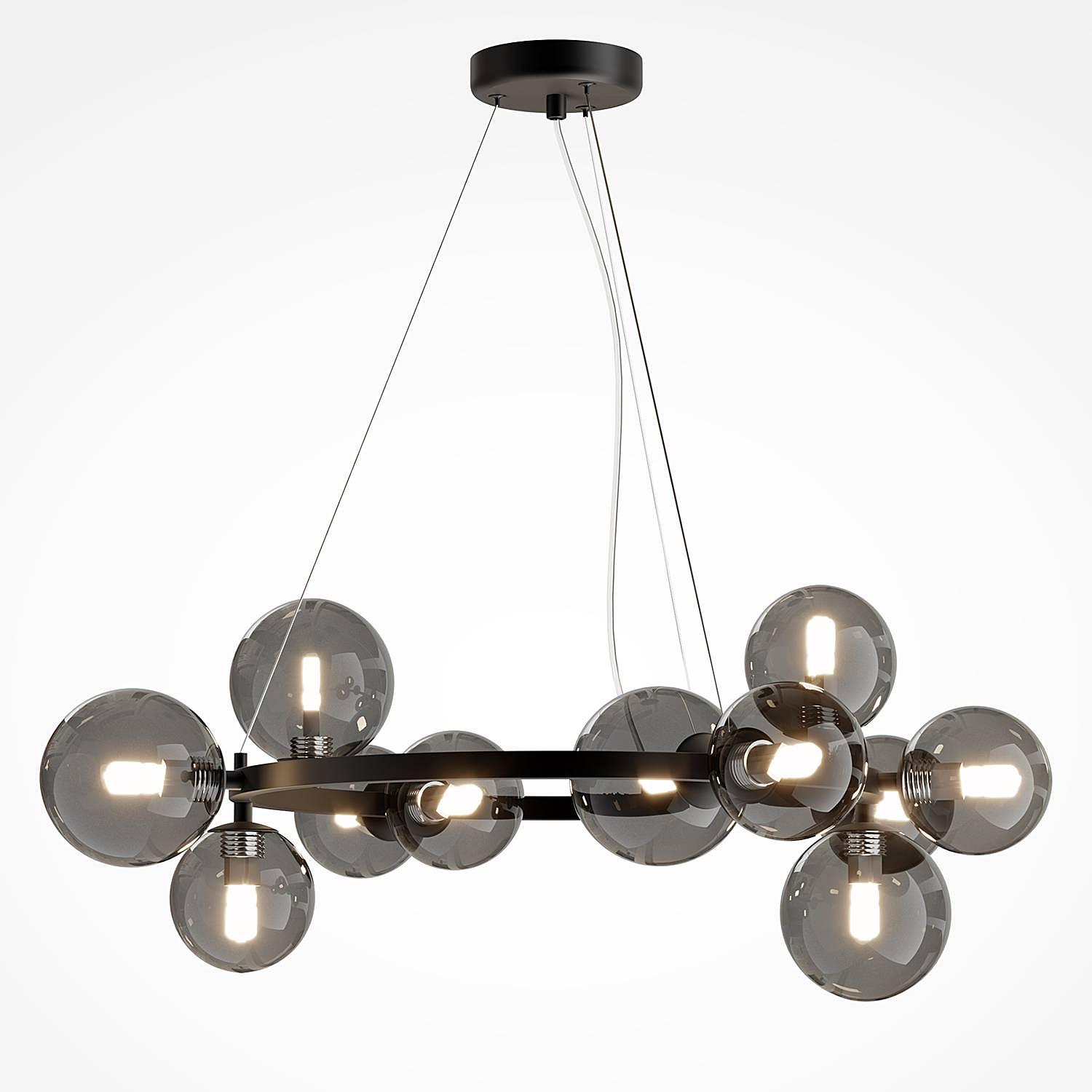 Pendant light Dallas Type H 11-light smoked glass mixed metal 3
