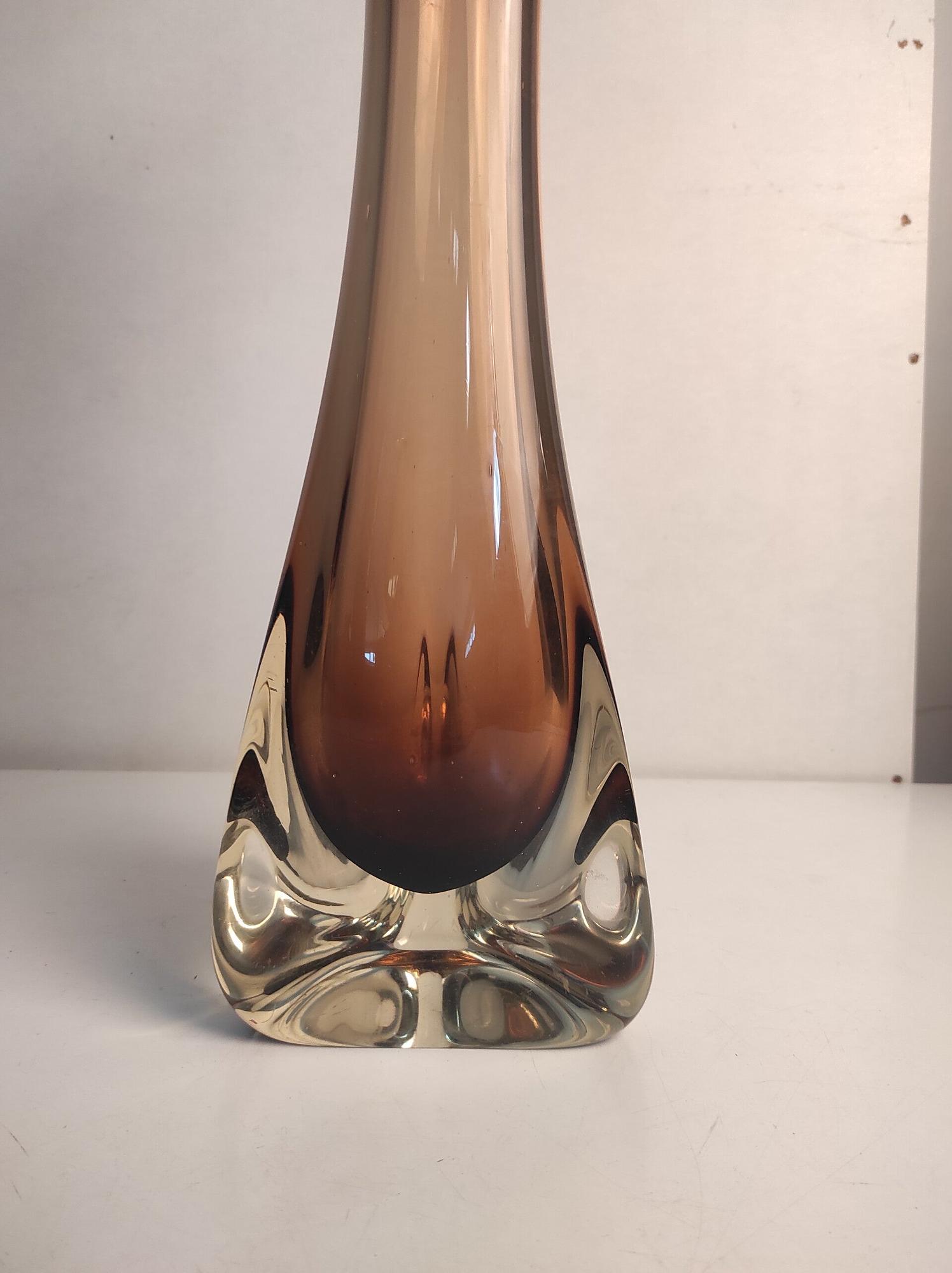 Vintage Vase Glas Braun 3