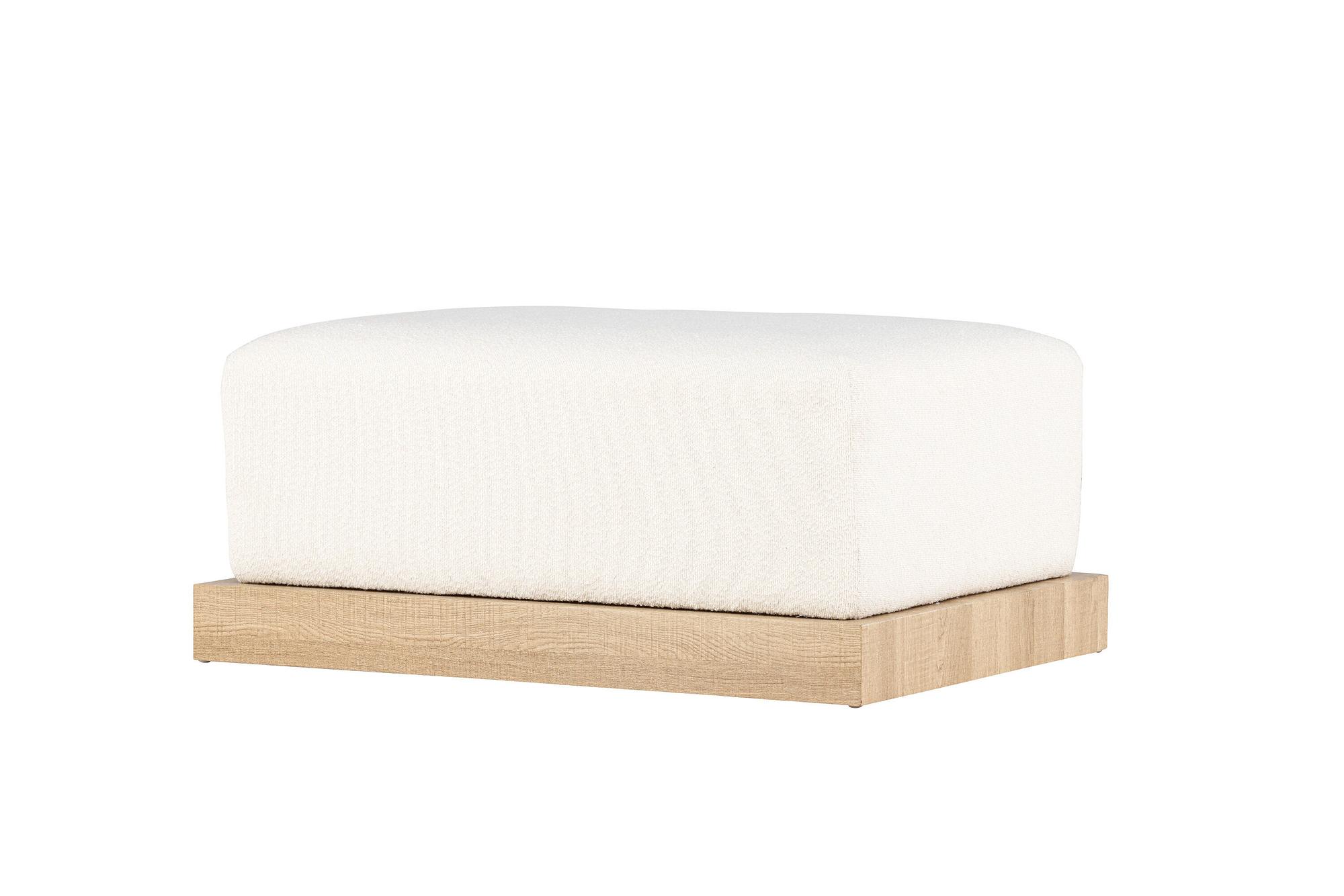 Ivy Ottoman Holzoptik Bouclé Weiß 1
