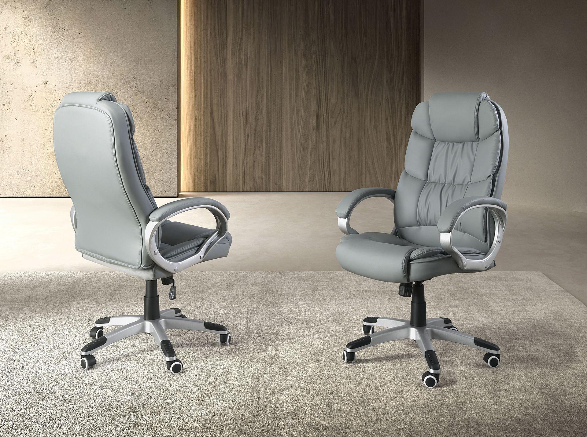 Office chair faux leather gray 2