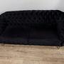 Chesterfield Couch-Set Sofa Armchair Velvet Black Gold 5
