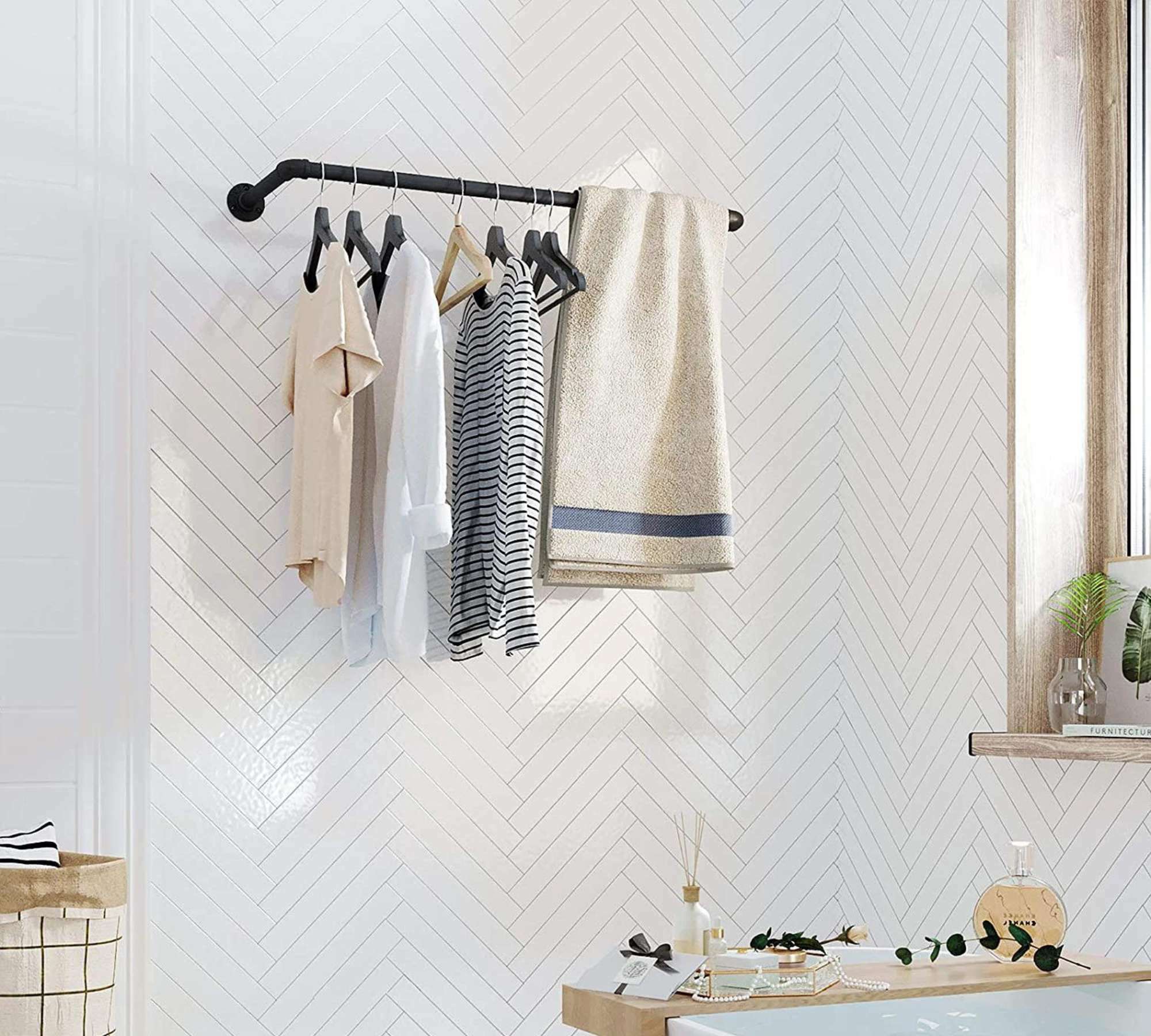 2x Wandgarderobe Metall Schwarz 0