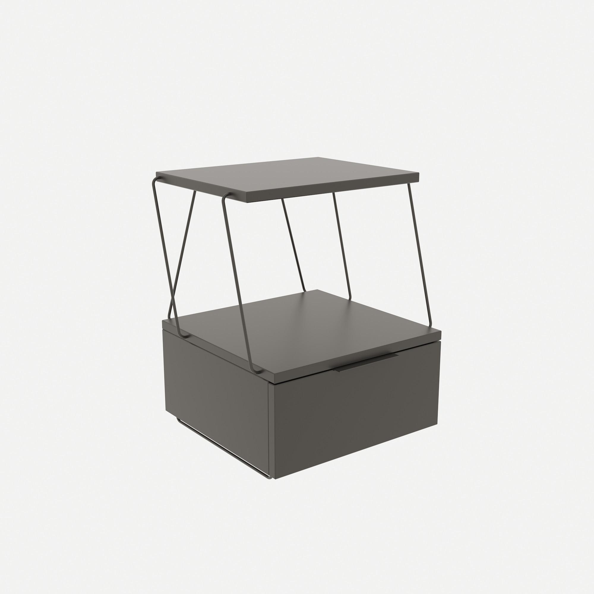 Tekoba Bedside Table Wood Veneer Anthracite 2