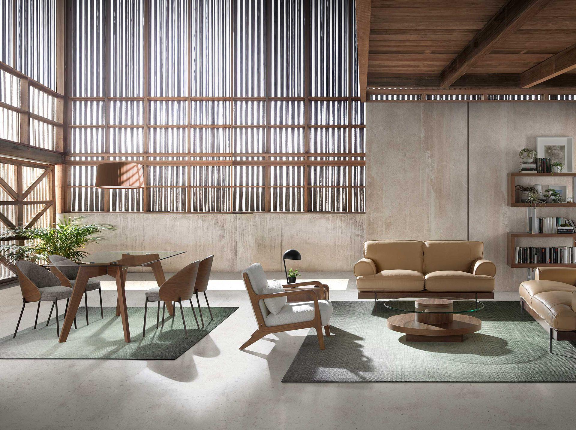 1031 Rectangular dining table wood veneer glass 2