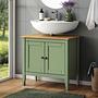 Belleria Typ B Waschbeckenunterschrank Massivholz Grün 2