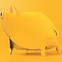 Sparschwein aus 100% Recyceltem Leder aus Spanien Gelb 0