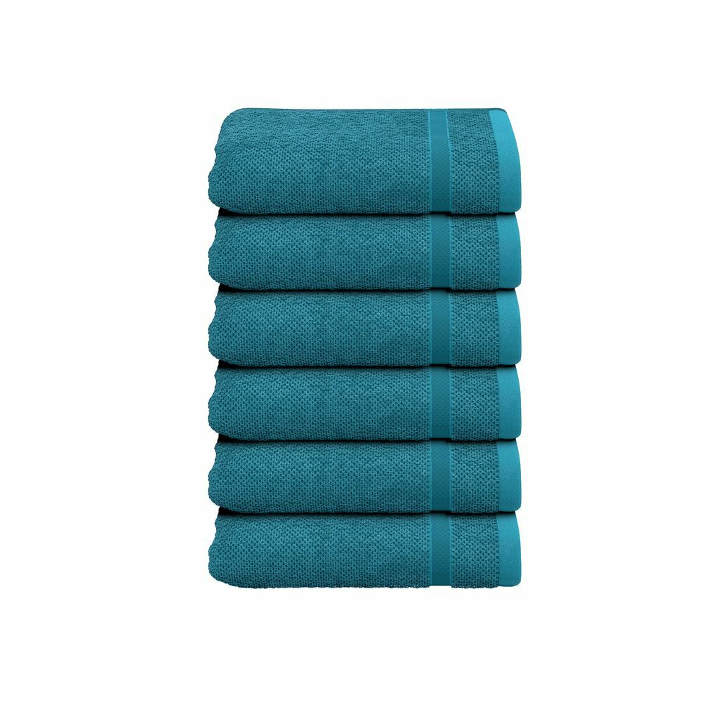 6-tlg. Handtuch-Set Baumwolle Türkis Öko-Tex Standard 100 0