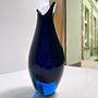 Vintage Vase Muranoglas Dunkelblau 5