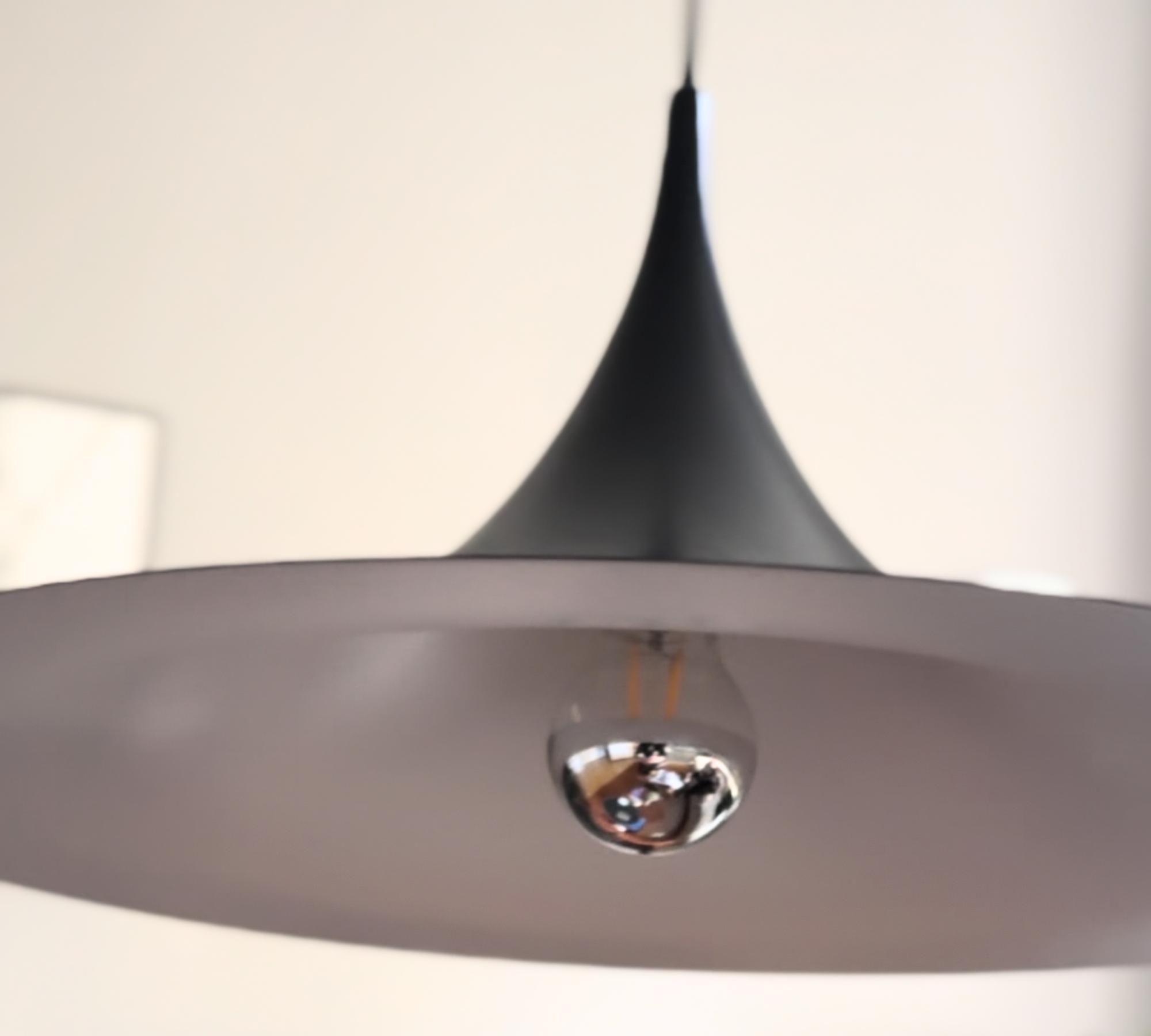 Semi-pendent lamp Aluminum Black 0