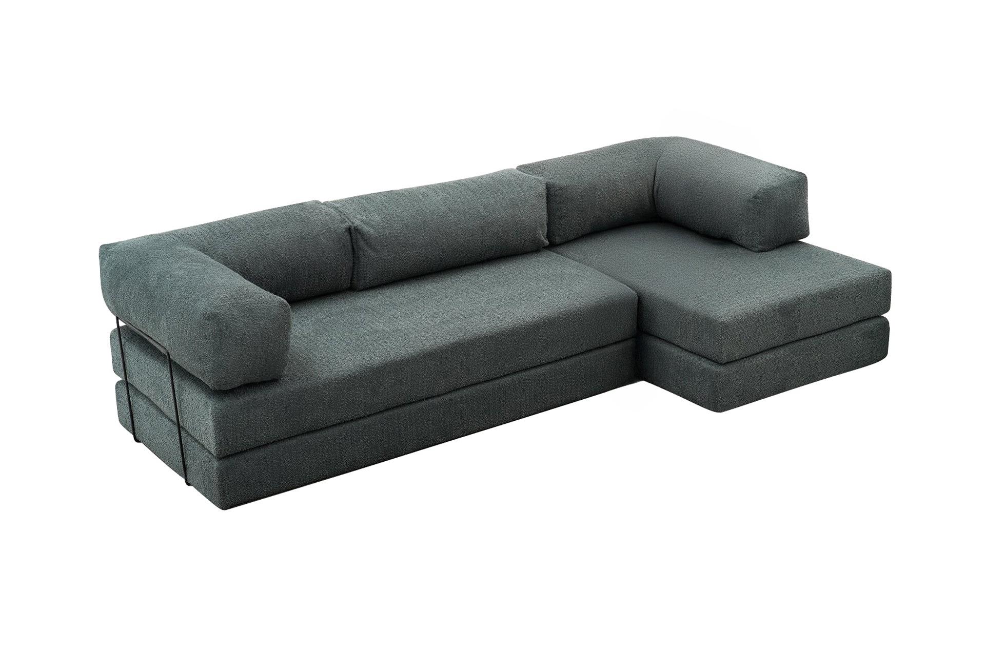 Comfort Schlafsofa Récamiere Rechts Petrol 9