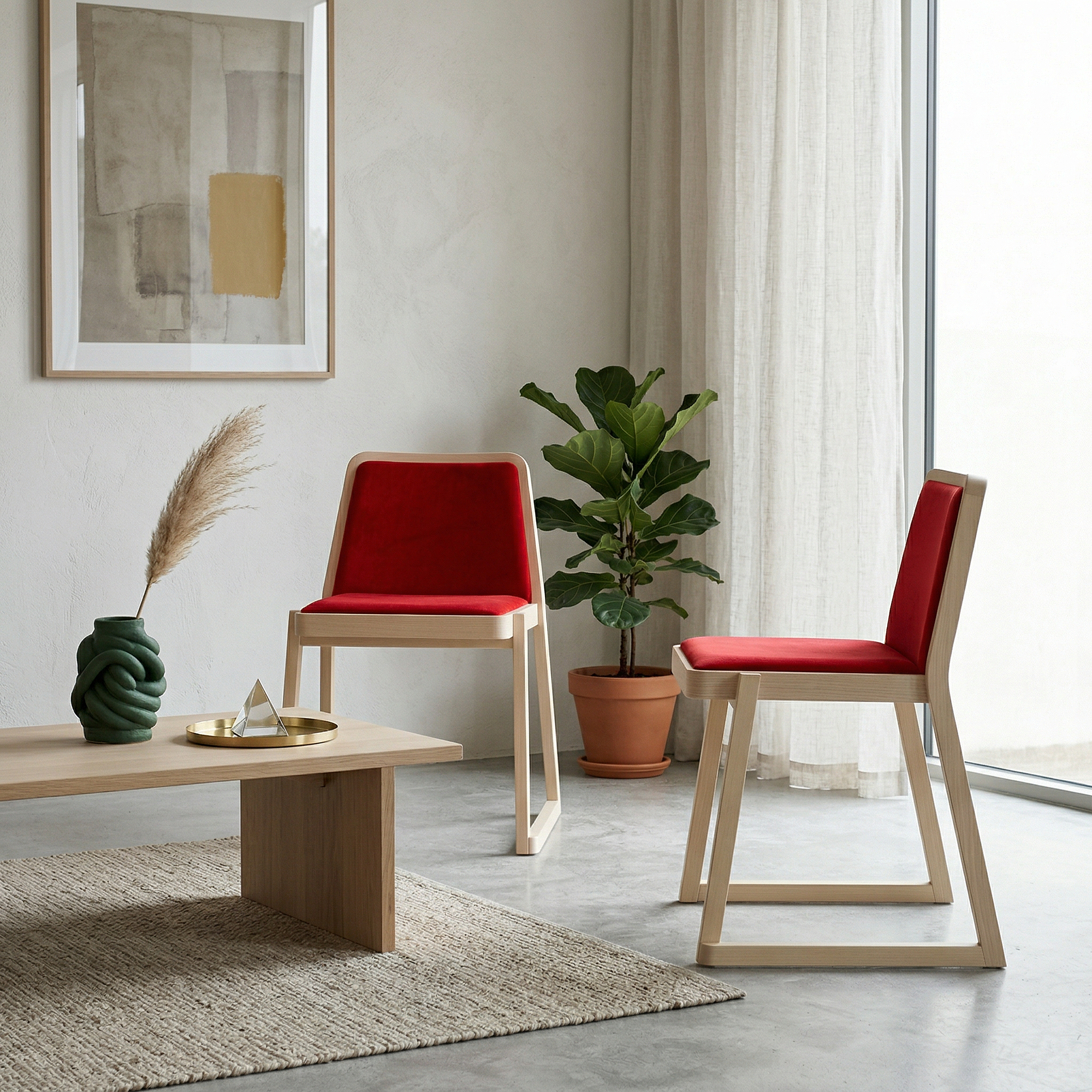 2x Roxanne Chair Beechwood Red 0