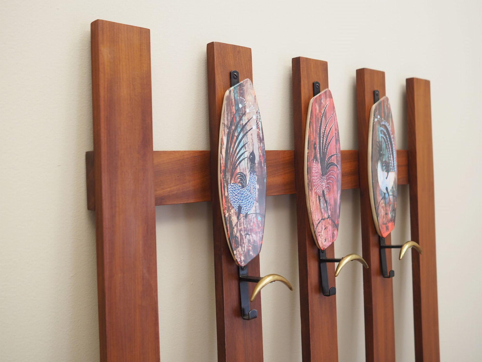 Teak wall coat rack 1970s 5