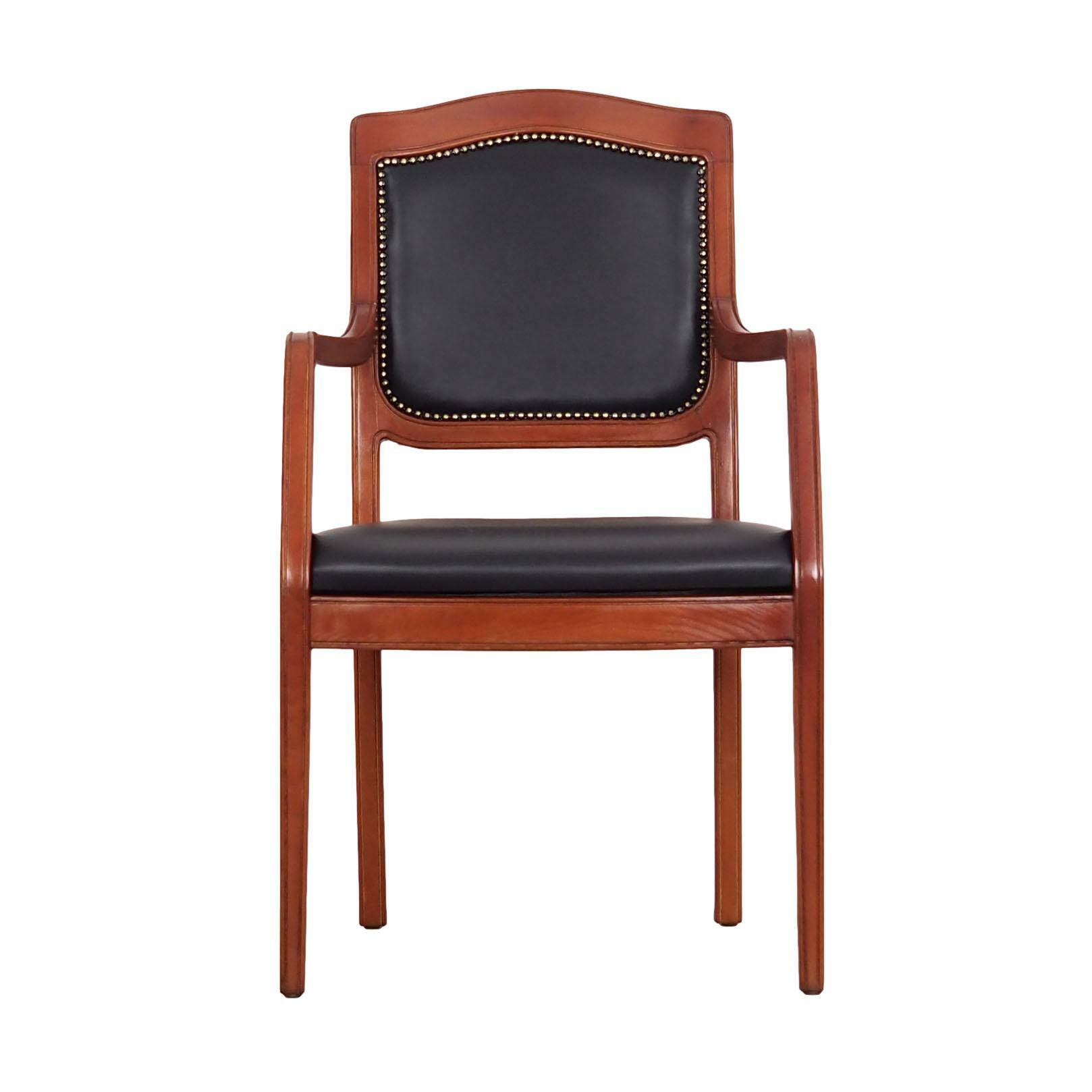 Chair Wood Leather Black 1970s 0