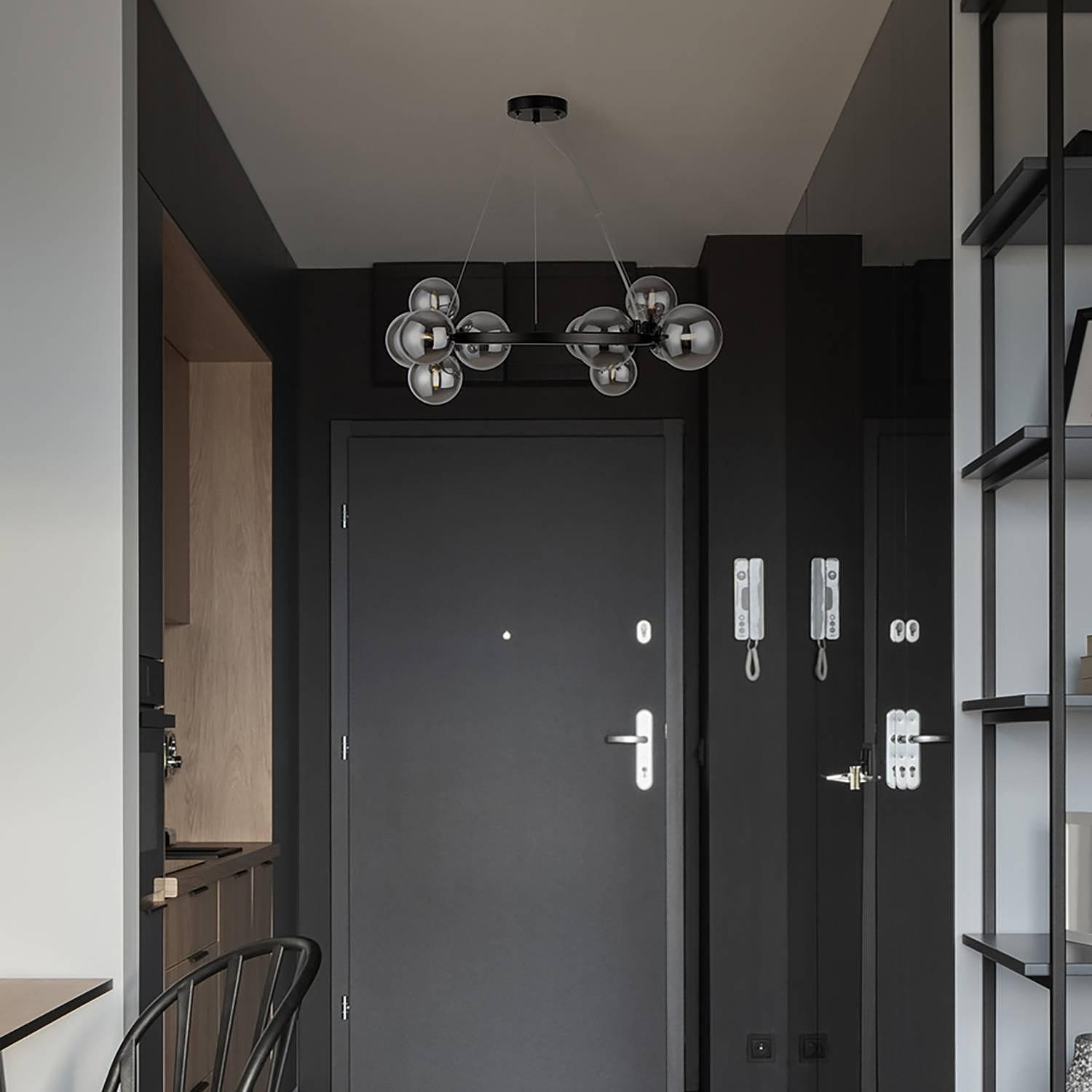 Pendelleuchte Dallas Typ H 11-Flammig Rauchglas Mischmetall  1