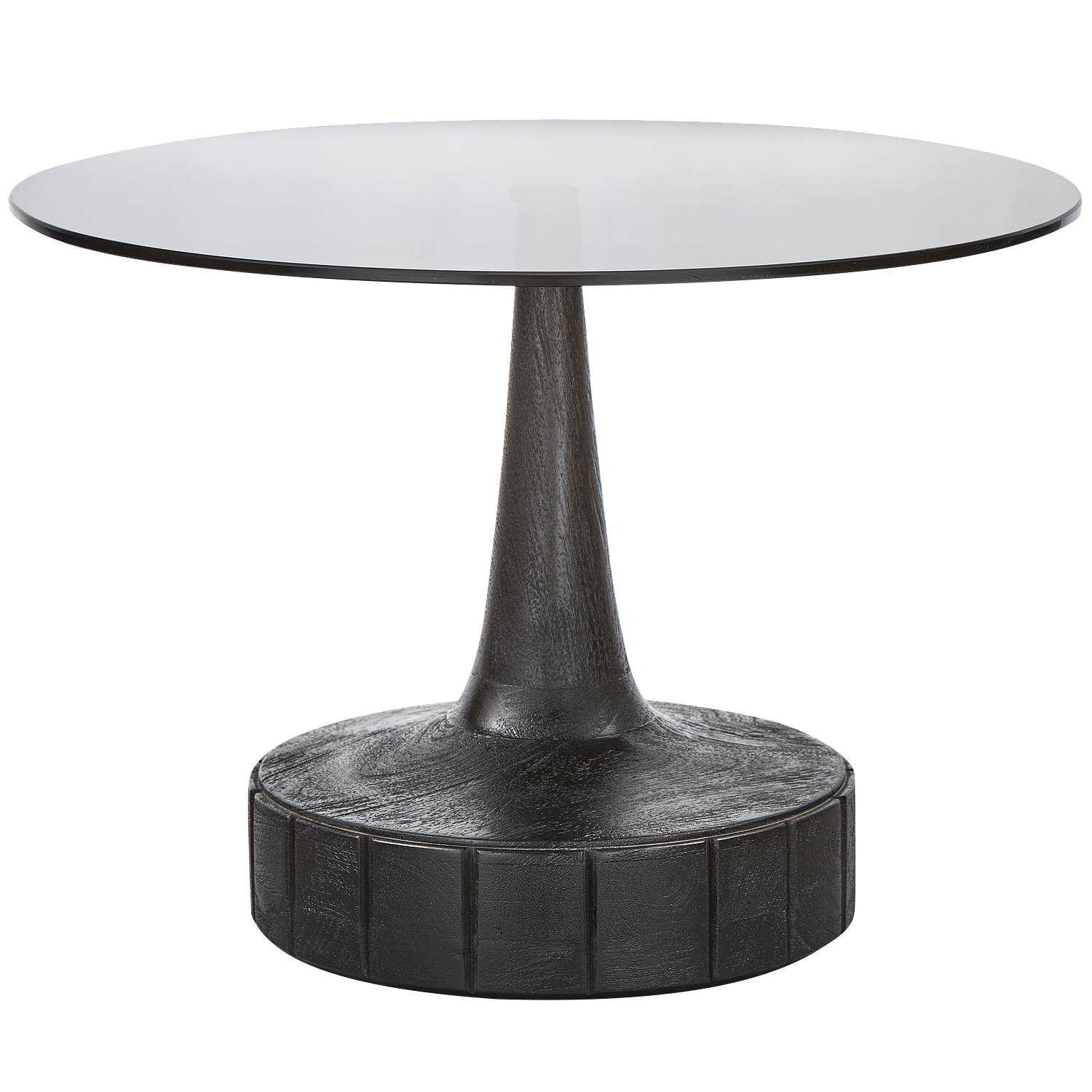 Soya Side Table Wood Glass Black 0
