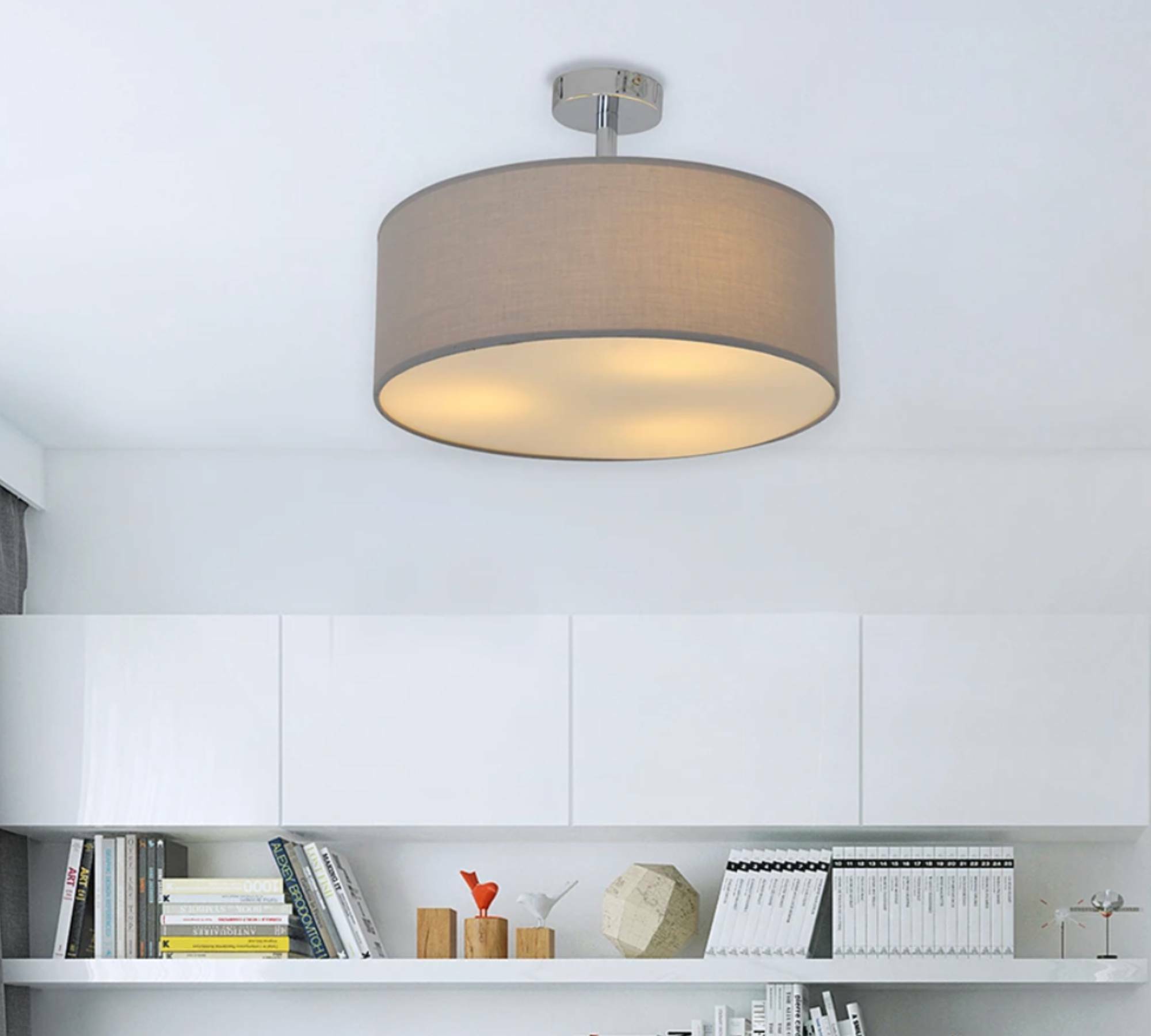 3-light ceiling lamp Cotton fabric Steel Gray 2