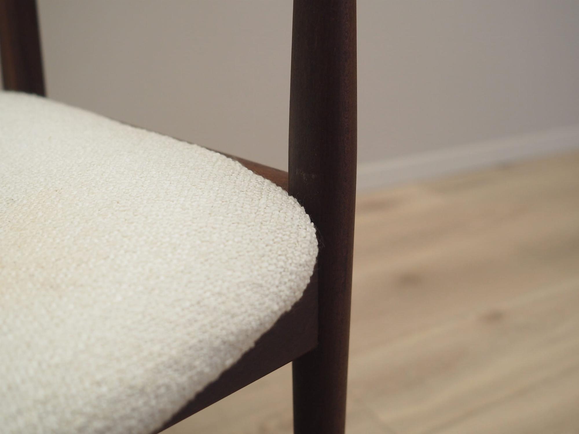Vintage armchair Teak wood Textile Cream 1960s 10