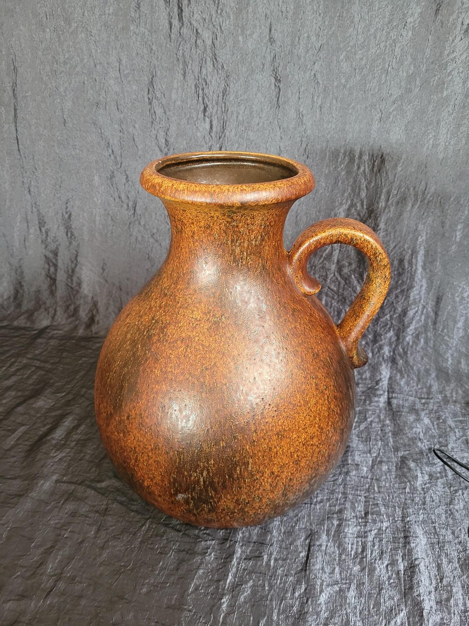 Vintage Vase Keramik Braun Schwarz 3