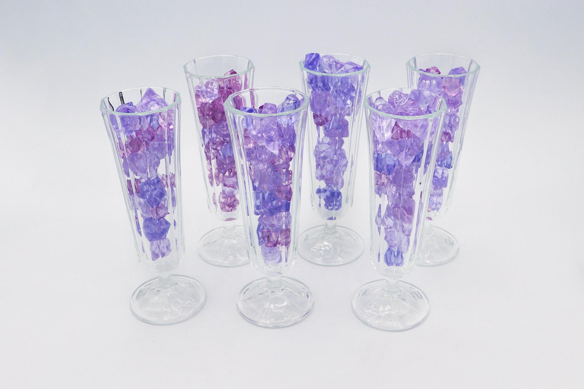 6x Vintage Sparkling Wine Glass Crystal 1980s 3