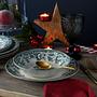 12x Weihnachten Tellerset Keramik Grün 3
