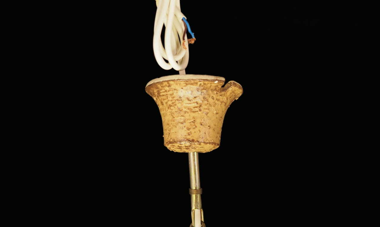 Vintage Pendant Lamp Ceramic Yellow 1960s 5