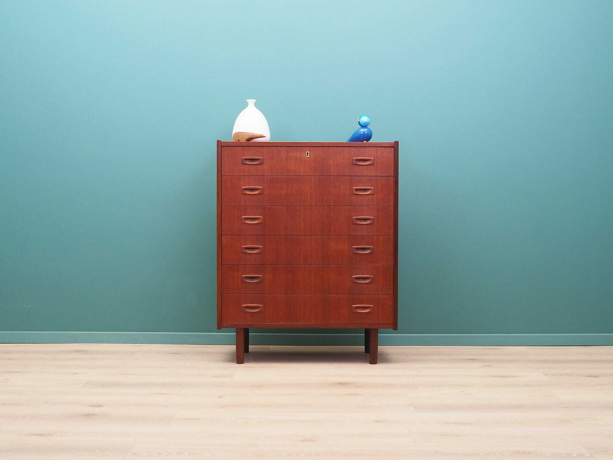 Cassettiera Vintage in Teak Marrone Anni '70 1