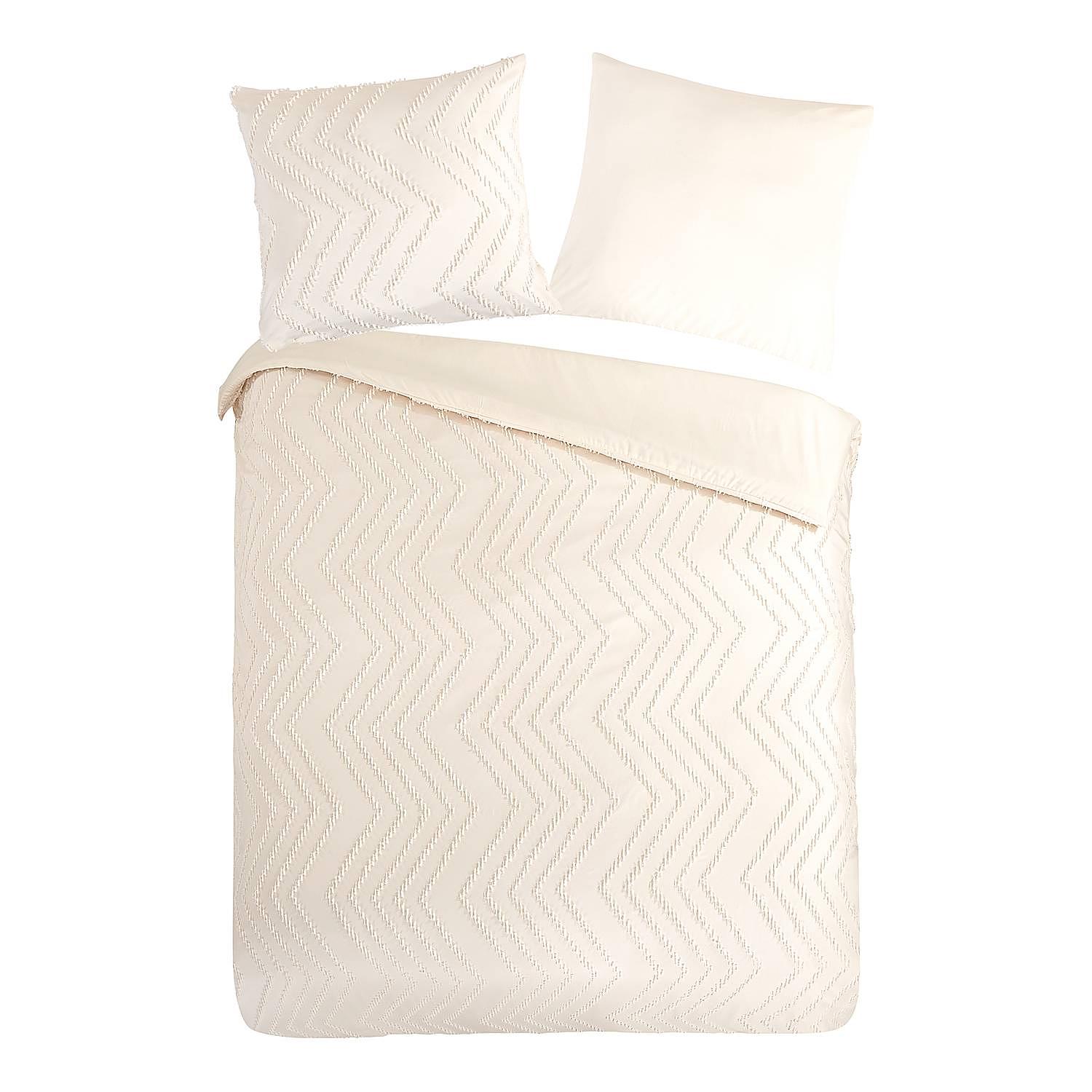 Zigzag Bettwäsche Microfaser Creme 155 x 220cm 0