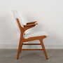 Vintage Sessel Buchenholz Textil Weiß 1960er Jahre 6