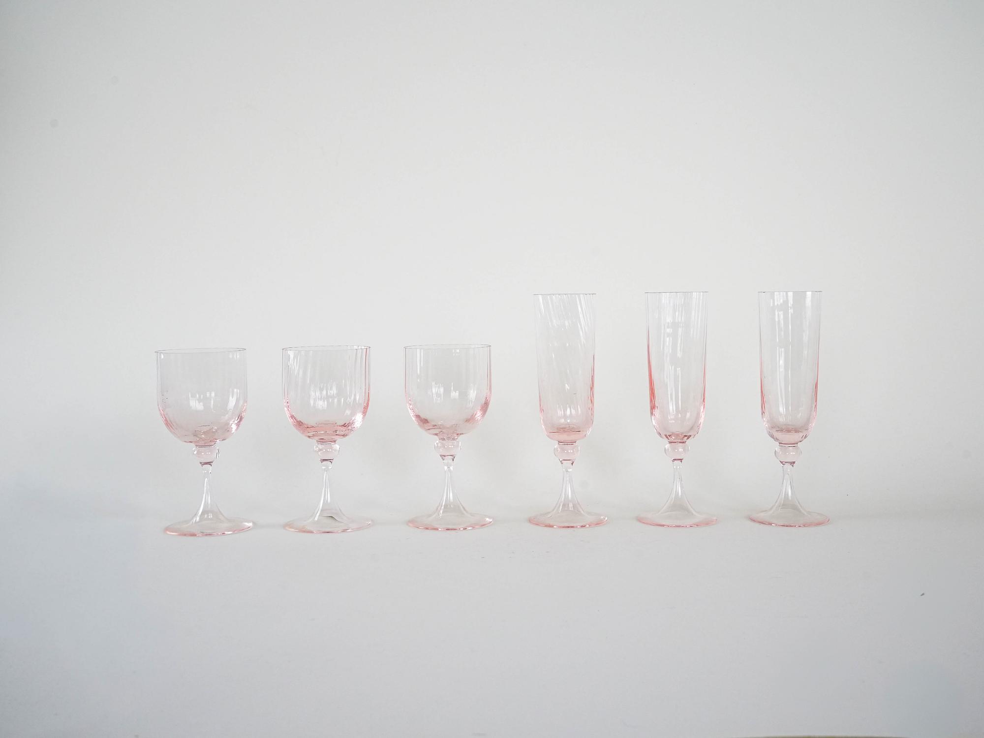 Glass Set Pink 1970s 2