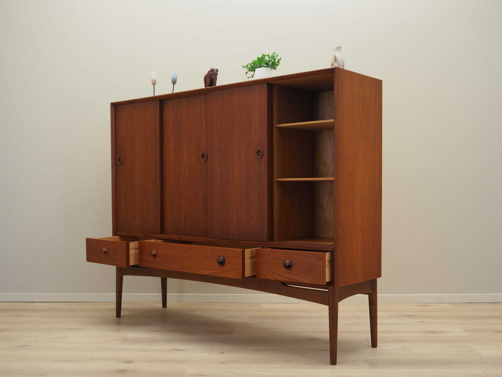 Highboard Teakholz Braun 1960er Jahre 4