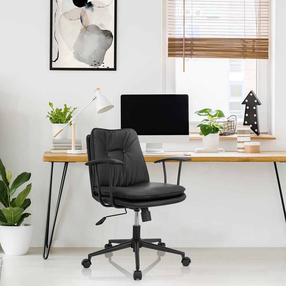 SMALLO Office Chair Swivel Faux Leather Black 3