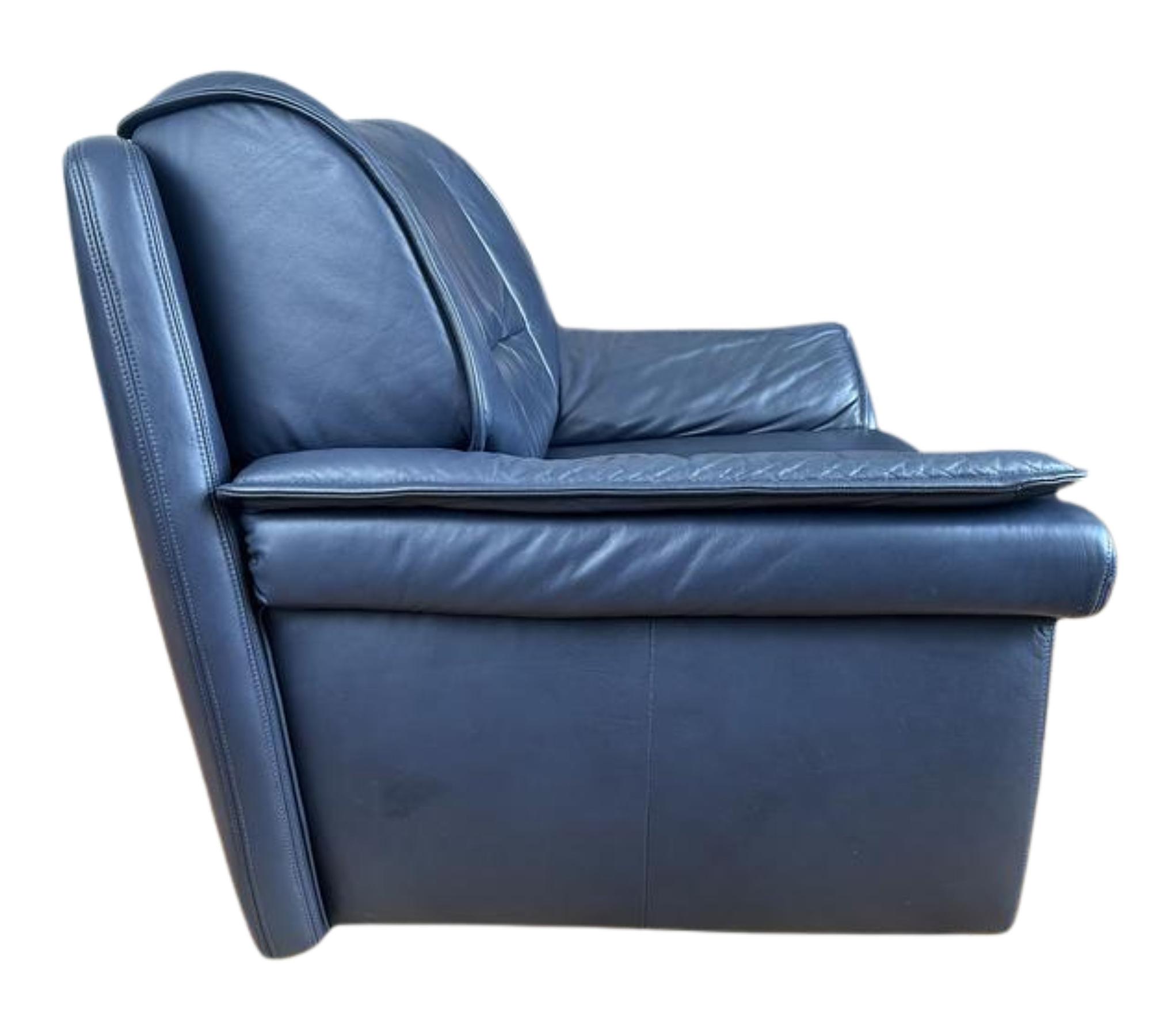 Vintage Sessel Leder Dunkelblau 5